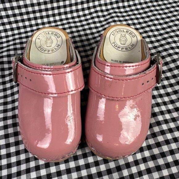 Ugglebo Toffeln Clogs Girls Pink Patent Leather Swedish Clogs EU 23 - Picture 2 of 5